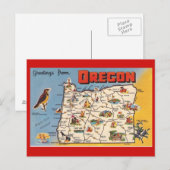 Briefkaart van de Oregon State Map (Voorkant / Achterkant)