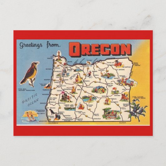 Briefkaart van de Oregon State Map (Voorkant)