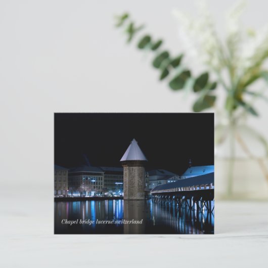 Briefkaart van de oude chapelbrug luzerne (Staand voorkant)