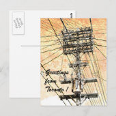 Briefkaart van de oude elektriciteitsleidingen in (Voorkant / Achterkant)