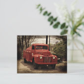 Briefkaart van de oude Red Fire Truck (Staand voorkant)