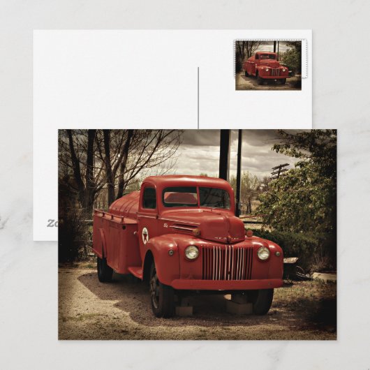 Briefkaart van de oude Red Fire Truck (Voorkant / Achterkant)