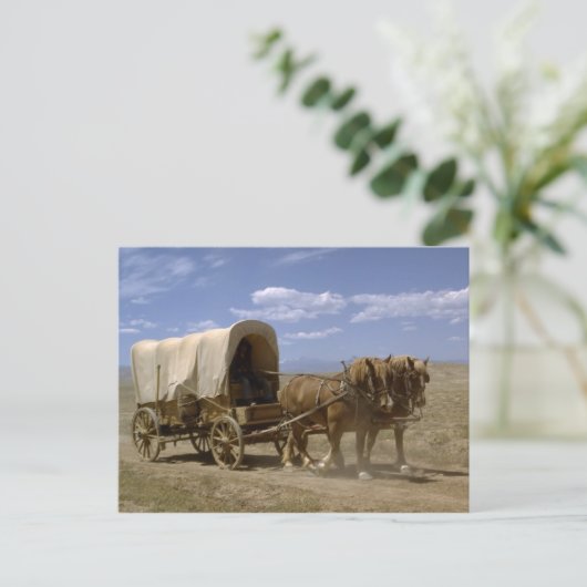 Briefkaart van de paard getrokken wagen (Staand voorkant)