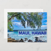 Briefkaart van de palmboom van Maui Hawaii (Voorkant / Achterkant)
