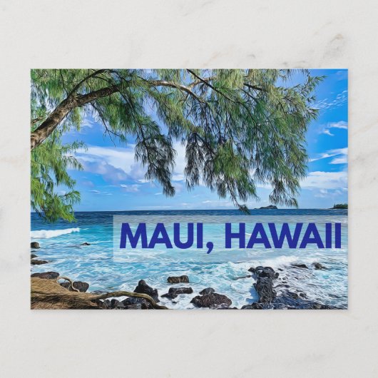 Briefkaart van de palmboom van Maui Hawaii (Voorkant)