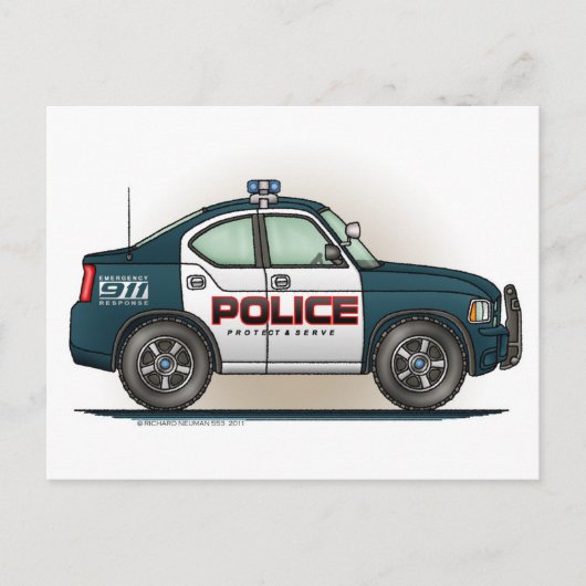 Briefkaart van de politie-interceptor Car Car (Voorkant)