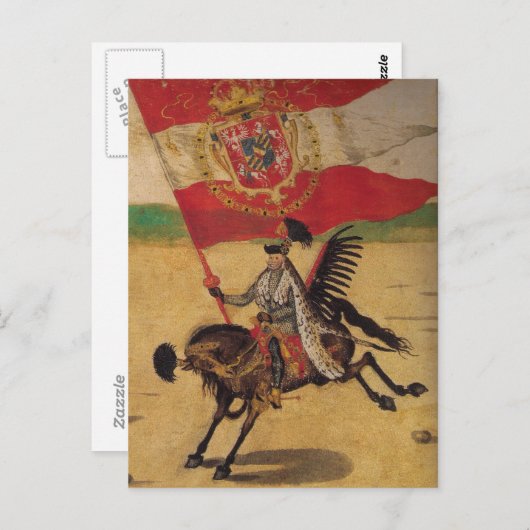 Briefkaart van de Poolse vlag (Voorkant / Achterkant)