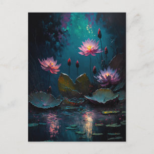 Briefkaart van de prachtige Roze Pond Flowers