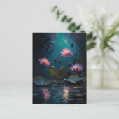 Briefkaart van de prachtige Roze Pond Flowers (Staand voorkant)