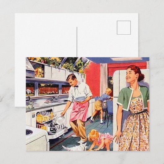 Briefkaart van de  reinigingsfamilie met koortsret (Voorkant / Achterkant)