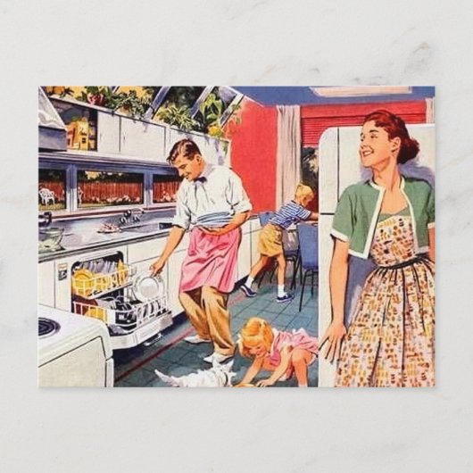 Briefkaart van de  reinigingsfamilie met koortsret (Voorkant)