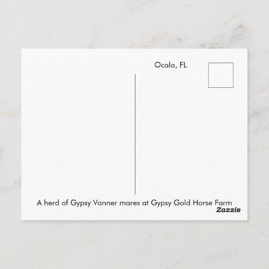 Briefkaart van de Rest Gypsy Vanner (Achterkant)