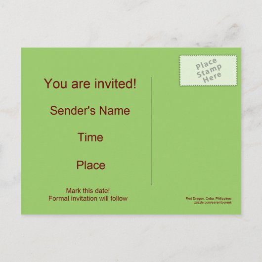 Briefkaart van de rode dragonfly (Achterkant)