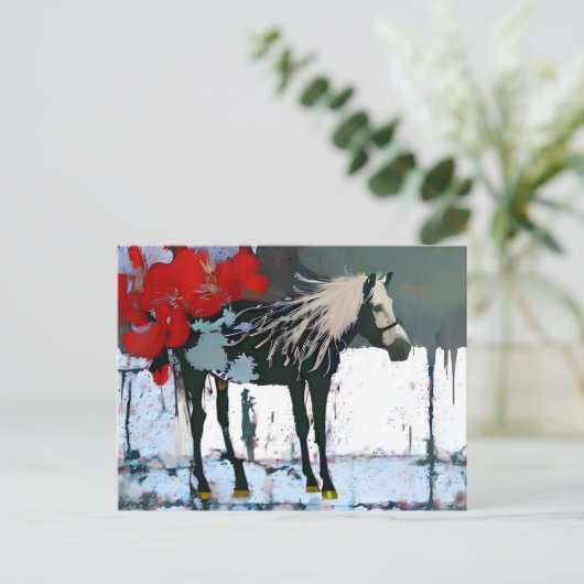 Briefkaart van de rode reuzenbloemen van White Hor (Staand voorkant)