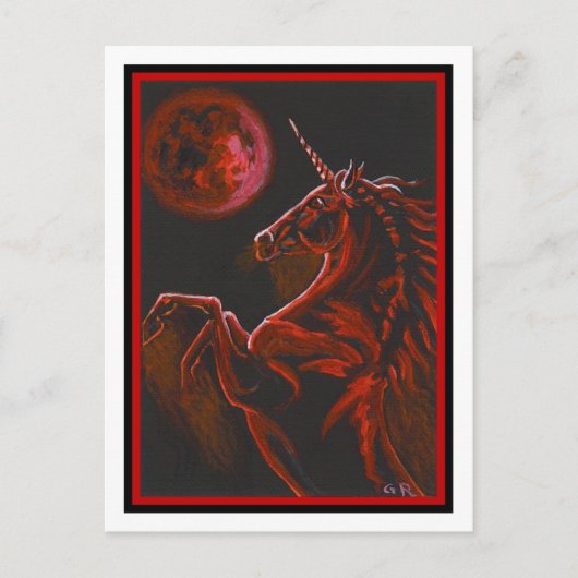Briefkaart van de Rode Unicorn (Voorkant)