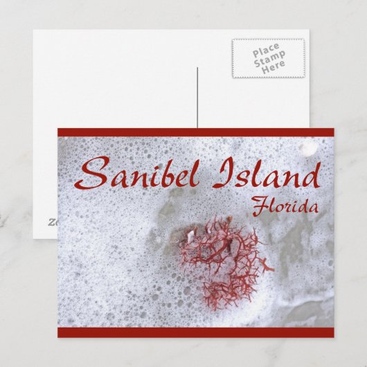 Briefkaart van de Rode Zeewier van het eiland Sani (Voorkant / Achterkant)