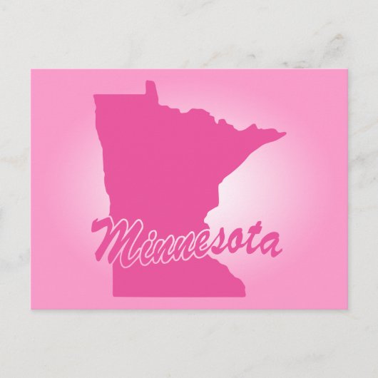 Briefkaart van de roze staat Minnesota (Voorkant)