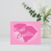 Briefkaart van de roze staat South Carolina (Staand voorkant)