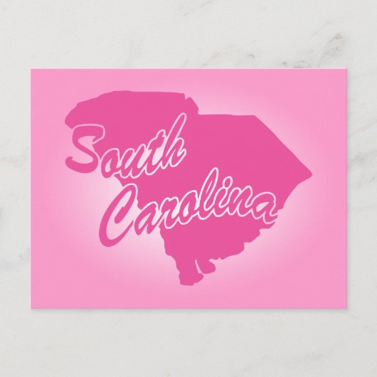 Briefkaart van de roze staat South Carolina (Voorkant)