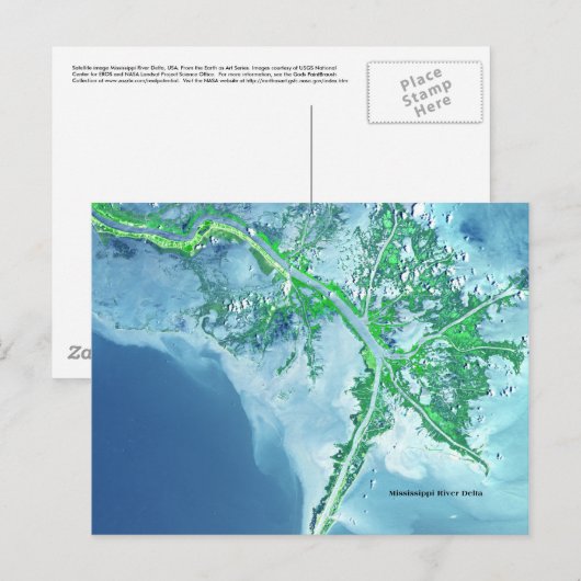 Briefkaart van de satelliet van de Mississippi (Voorkant / Achterkant)
