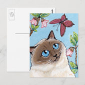 Briefkaart van de schilderkunst van Birman Cat en  (Voorkant / Achterkant)