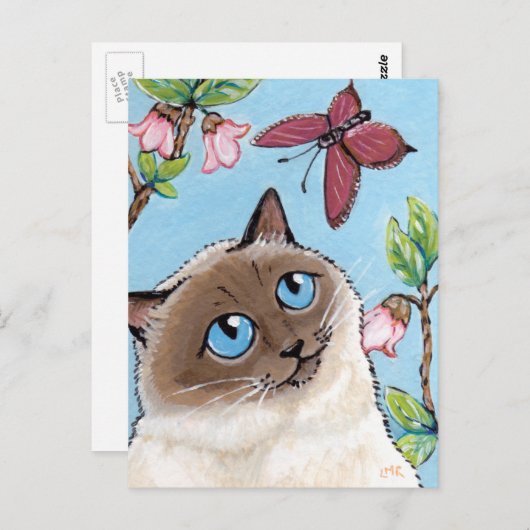 Briefkaart van de schilderkunst van Birman Cat en  (Voorkant / Achterkant)