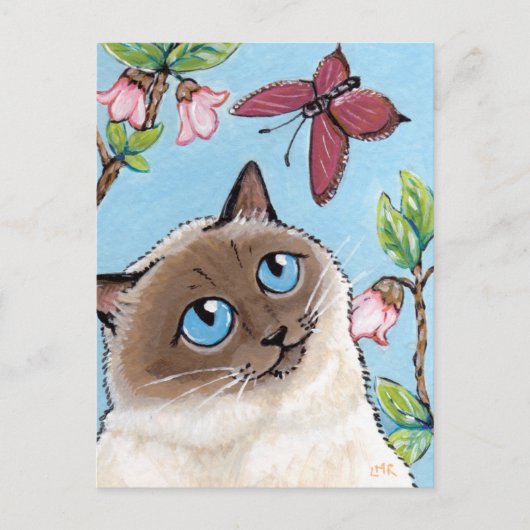 Briefkaart van de schilderkunst van Birman Cat en  (Voorkant)