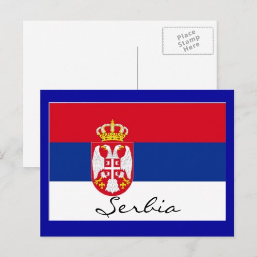 Briefkaart van de Servische vlag (Voorkant / Achterkant)
