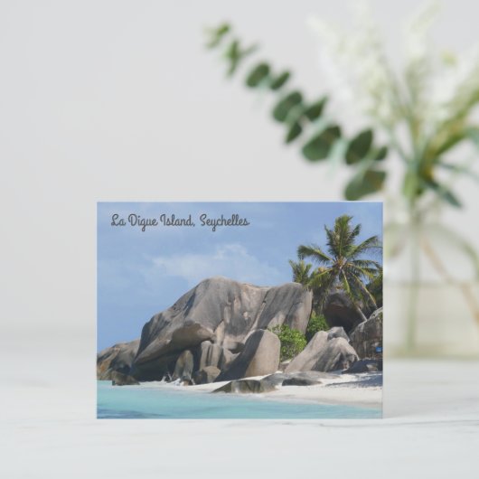 Briefkaart van de Seychellen La Digue (Staand voorkant)
