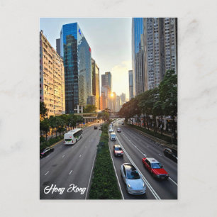 Briefkaart van de skyline van Hong Kong