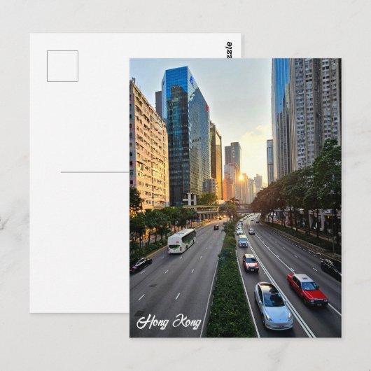 Briefkaart van de skyline van Hong Kong (Voorkant / Achterkant)
