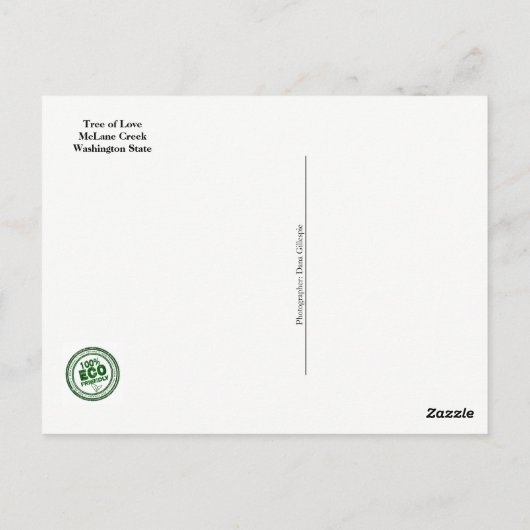 Briefkaart van de staat Washington: Liefde boom (Achterkant)
