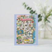 Briefkaart van de staatskaart van Wisconsin (Staand voorkant)