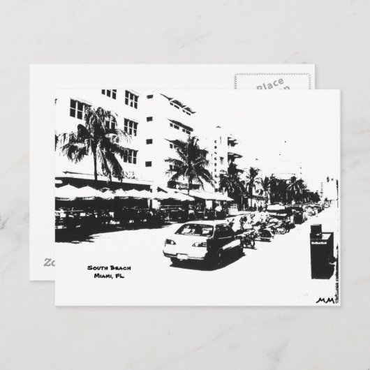 Briefkaart van de strook op het zuidstrand , miami (Voorkant / Achterkant)