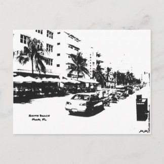 Briefkaart van de strook op het zuidstrand , miami