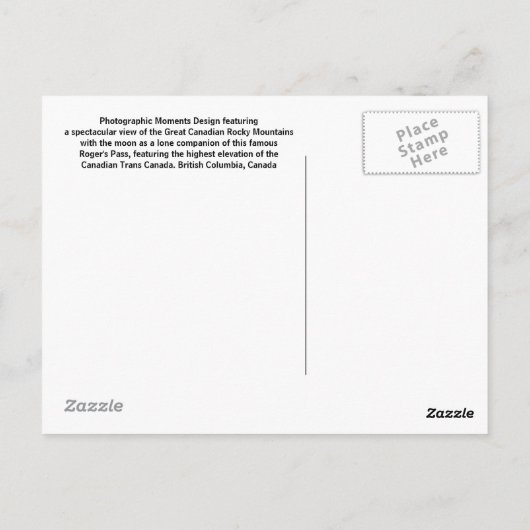 Briefkaart van de top van Sunset (Achterkant)