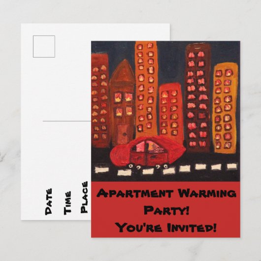 Briefkaart van de Uitnodiging van de flat het (Voorkant / Achterkant)