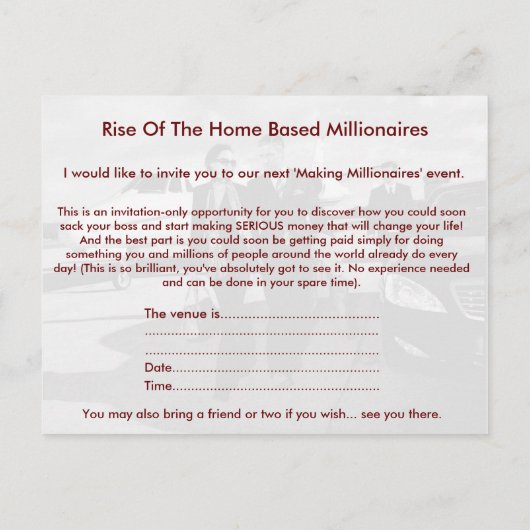 Briefkaart van de Uitnodiging van de Vergadering/v (Achterkant)