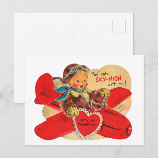Briefkaart van de Valentijn van de Retro  (Voorkant / Achterkant)