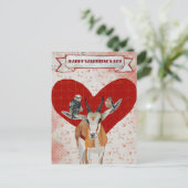 BRIEFKAART VAN DE VALENTIJNS GAZELLE EN FEATHERS (Staand voorkant)