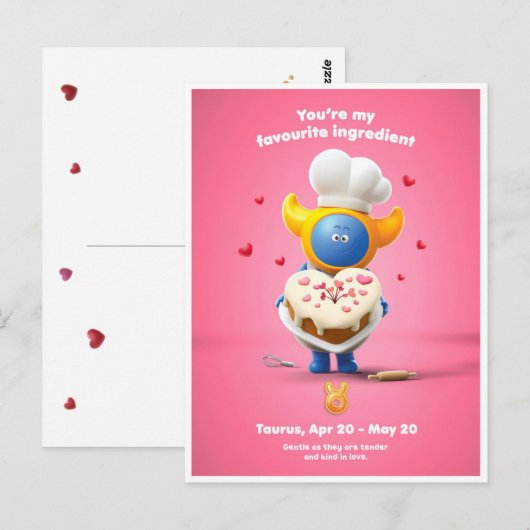 Briefkaart van de valentijnse voor Taurus (Voorkant / Achterkant)