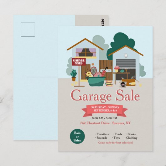 Briefkaart van de verkoop van Garage (Voorkant / Achterkant)