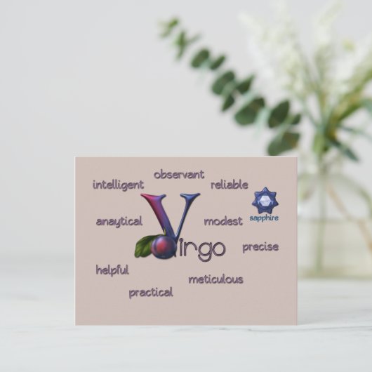 Briefkaart van de vimzodiaareigenschappen (Staand voorkant)