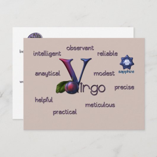 Briefkaart van de vimzodiaareigenschappen (Voorkant / Achterkant)