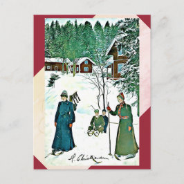 Briefkaart van de vintage Scène van de Winter van
