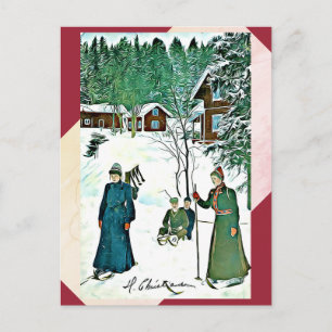 Briefkaart van de vintage Scène van de Winter van
