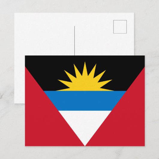 Briefkaart van de vlag van Antigua en Barbuda (Voorkant / Achterkant)