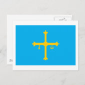 Briefkaart van de vlag van Asturias (Voorkant / Achterkant)