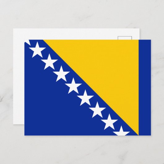 Briefkaart van de vlag van Bosnië en Herzegovina (Voorkant / Achterkant)