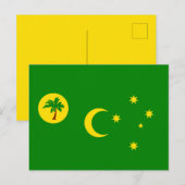 Briefkaart van de vlag van Cocos Keelings Islands (Voorkant / Achterkant)